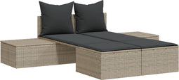 vidaXL - Ligbed - 2-persoons - met - kussens - poly - rattan - lichtgrijs