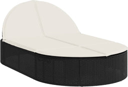 vidaXL - Ligbed - 2-persoons - met - kussens - poly - rattan - zwart