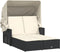 vidaXL - Ligbed - 2-persoons - met - luifel - en - kussens - poly - rattan - zwart