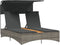 vidaXL - Ligbed - 2-persoons - met - luifel - en - kussens - poly - rattan - grijs