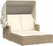 vidaXL - Ligbed - 2-persoons - met - luifel - en - kussens - poly - rattan - beige