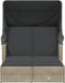 vidaXL - Ligbed - 2-persoons - met - luifel - en - kussens - poly - rattan - lichtgrijs