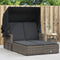 vidaXL - Ligbed - 2-persoons - met - luifel - en - kussens - poly - rattan - grijs