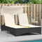vidaXL - Ligbed - 2-persoons - met - luifel - en - kussens - poly - rattan - zwart