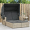 vidaXL - Ligbed - 2-persoons - met - luifel - en - kussens - poly - rattan - lichtgrijs
