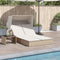 vidaXL - Ligbed - 2-persoons - met - luifel - en - kussens - poly - rattan - beige