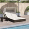 vidaXL - Ligbed - 2-persoons - met - luifel - en - kussens - poly - rattan - bruin