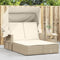 vidaXL - Ligbed - 2-persoons - met - luifel - en - kussens - poly - rattan - beige