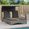 vidaXL - Ligbed - 2-persoons - met - luifel - en - kussens - poly - rattan - grijs
