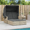 vidaXL - Ligbed - 2-persoons - met - luifel - en - kussens - poly - rattan - lichtgrijs