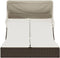 vidaXL - Ligbed - 2-persoons - met - luifel - en - kussens - poly - rattan - bruin