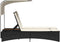 vidaXL - Ligbed - 2-persoons - met - luifel - en - kussens - poly - rattan - zwart
