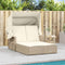 vidaXL - Ligbed - 2-persoons - met - luifel - en - kussens - poly - rattan - beige