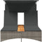 vidaXL - Ligbed - 2-persoons - met - luifel - en - kussens - poly - rattan - grijs
