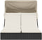 vidaXL - Ligbed - 2-persoons - met - luifel - en - kussens - poly - rattan - zwart