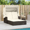 vidaXL - Ligbed - 2-persoons - met - luifel - en - kussens - poly - rattan - bruin