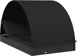 vidaXL - Ligbed - 2-persoons - met - rond - dak - 211x112x140 - cm - poly - rattan - zwart