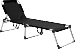 vidaXL - Ligbed - extra - hoog - inklapbaar - senior - aluminium - zwart