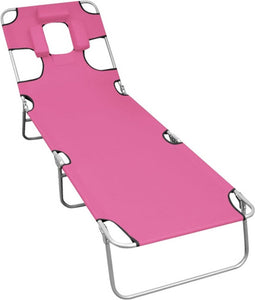 vidaXL - Ligbed - inklapbaar - met - hoofdkussen - staal - magenta