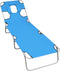 vidaXL - Ligbed - inklapbaar - met - hoofdkussen - staal - turquoiseblauw
