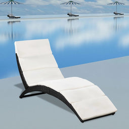 vidaXL - Ligbed - inklapbaar - met - kussen - poly - rattan - zwart