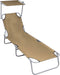 vidaXL - Ligbed - inklapbaar - met - luifel - aluminium - taupe