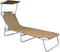 vidaXL - Ligbed - inklapbaar - met - luifel - aluminium - taupe