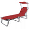 vidaXL - Ligbed - inklapbaar - met - luifel - staal - en - stof - rood