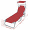 vidaXL - Ligbed - inklapbaar - met - luifel - staal - en - stof - rood