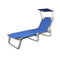 vidaXL - Ligbed - inklapbaar - met - luifel - staal - en - stof - blauw