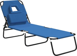 vidaXL - Ligbed - inklapbaar - oxford - stof - en - gepoedercoat - staal - blauw