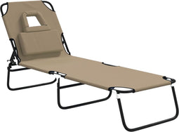 vidaXL - Ligbed - inklapbaar - oxford - stof - en - gepoedercoat - staal - taupe