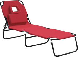 vidaXL - Ligbed - inklapbaar - oxford - stof - en - gepoedercoat - staal - rood