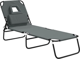 vidaXL - Ligbed - inklapbaar - oxford - stof - en - gepoedercoat - staal - grijs