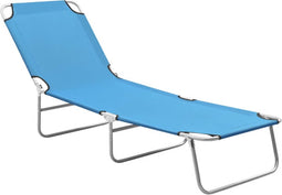 vidaXL - Ligbed - inklapbaar - staal - en - stof - turquoiseblauw