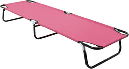vidaXL - Ligbed - inklapbaar - staal - roze