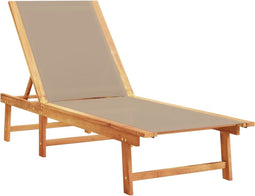 vidaXL - Ligbed - massief - acaciahout - en - textileen - taupe