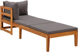 vidaXL - Ligbed - met - 1 - armleuning - massief - acaciahout - donkergrijs