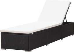 vidaXL - Ligbed - met - crèmewit - kussen - poly - rattan - bruin