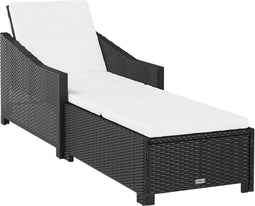 vidaXL - Ligbed - met - crèmewit - kussen - poly - rattan - zwart