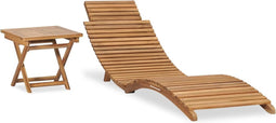 vidaXL - Ligbed - met - inklapbare - tafel - massief - teakhout