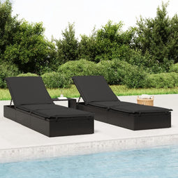 vidaXL - Ligbed - met - kussen - 1 - st - 201x55x62 - cm - poly - rattan - zwart