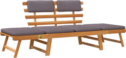 vidaXL - Ligbed - met - kussen - 2-in-1 - 190 - cm - massief - acaciahout