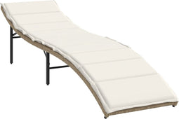 vidaXL - Ligbed - met - kussen - 55x199x50 - cm - poly - rattan - beige