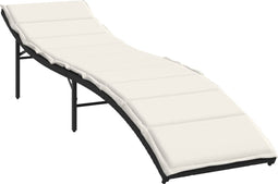 vidaXL - Ligbed - met - kussen - 55x199x50 - cm - poly - rattan - zwart