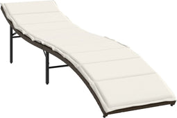 vidaXL - Ligbed - met - kussen - 55x199x50 - cm - poly - rattan - bruin