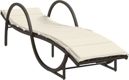 vidaXL - Ligbed - met - kussen - 60x199x42 - cm - poly - rattan - bruin