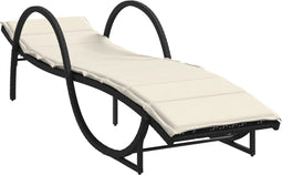 vidaXL - Ligbed - met - kussen - 60x199x42 - cm - poly - rattan - zwart