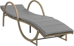 vidaXL - Ligbed - met - kussen - 60x199x42 - cm - poly - rattan - beige