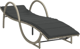 vidaXL - Ligbed - met - kussen - 60x199x42 - cm - poly - rattan - lichtgrijs